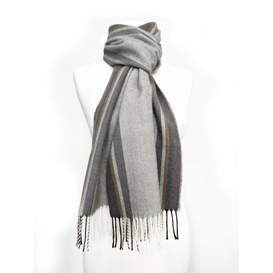 Baby Alpaca Striped Scarf - Dove Tail