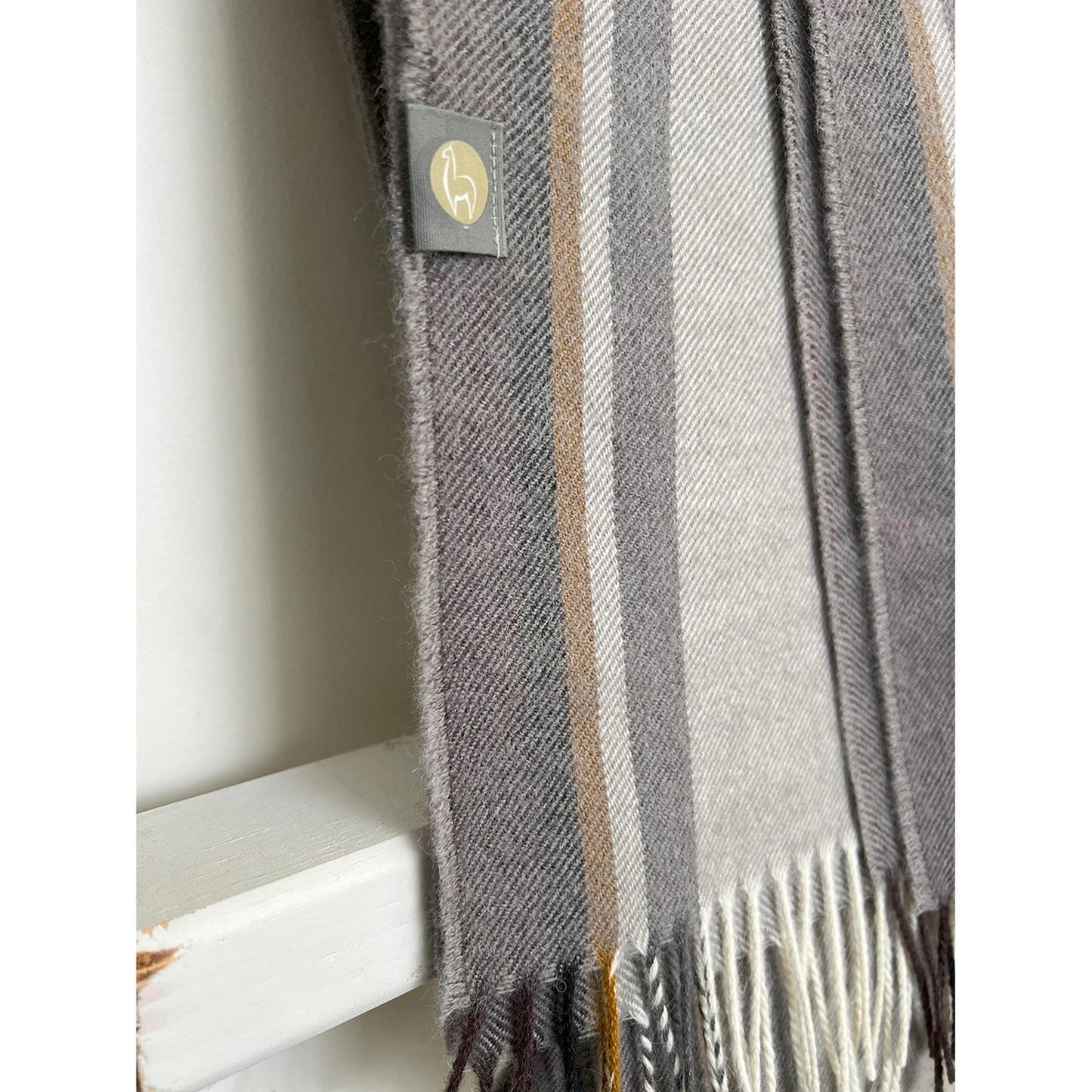 Baby Alpaca Striped Scarf - Dove Tail