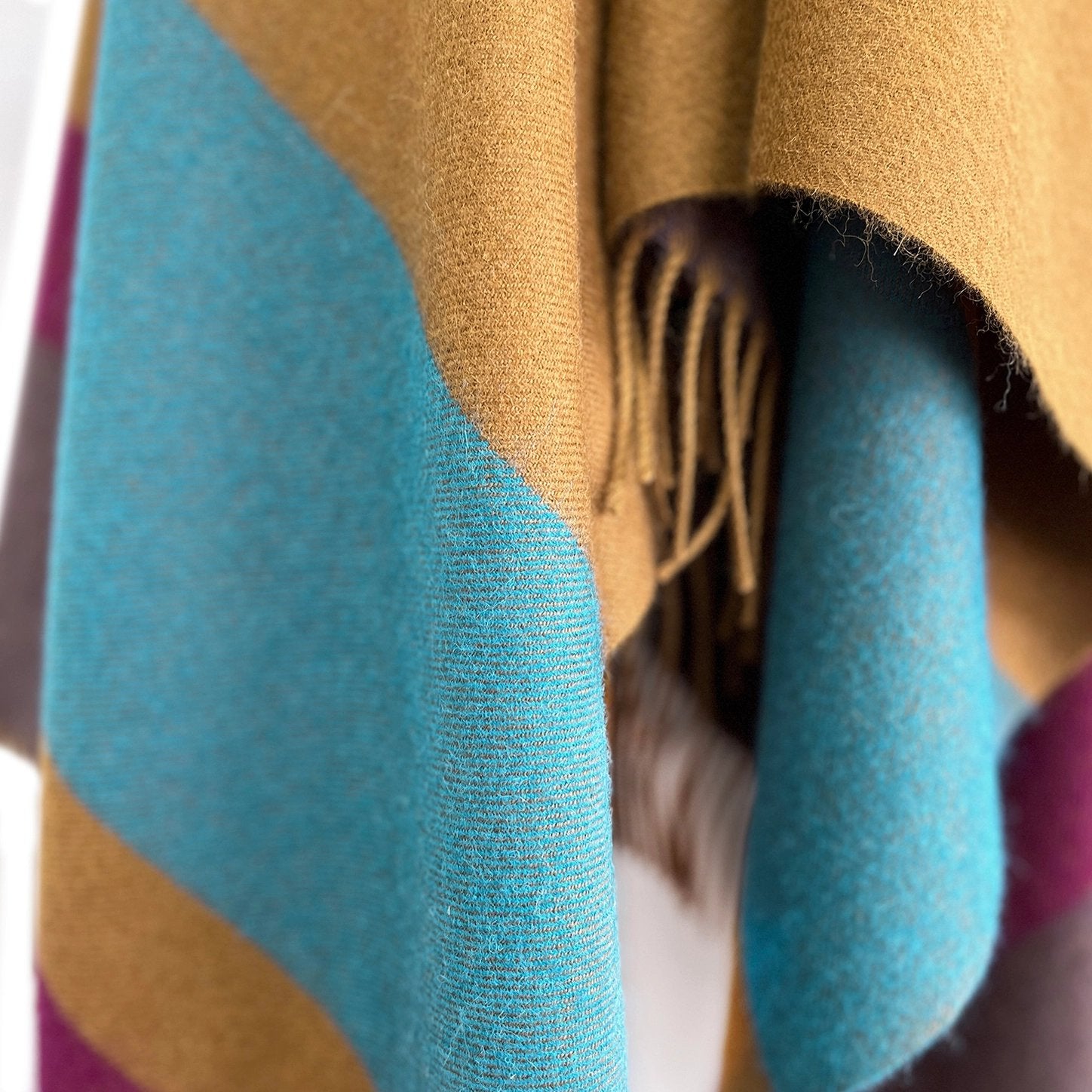 Baby Alpaca Striped Scarf - Golden Brown