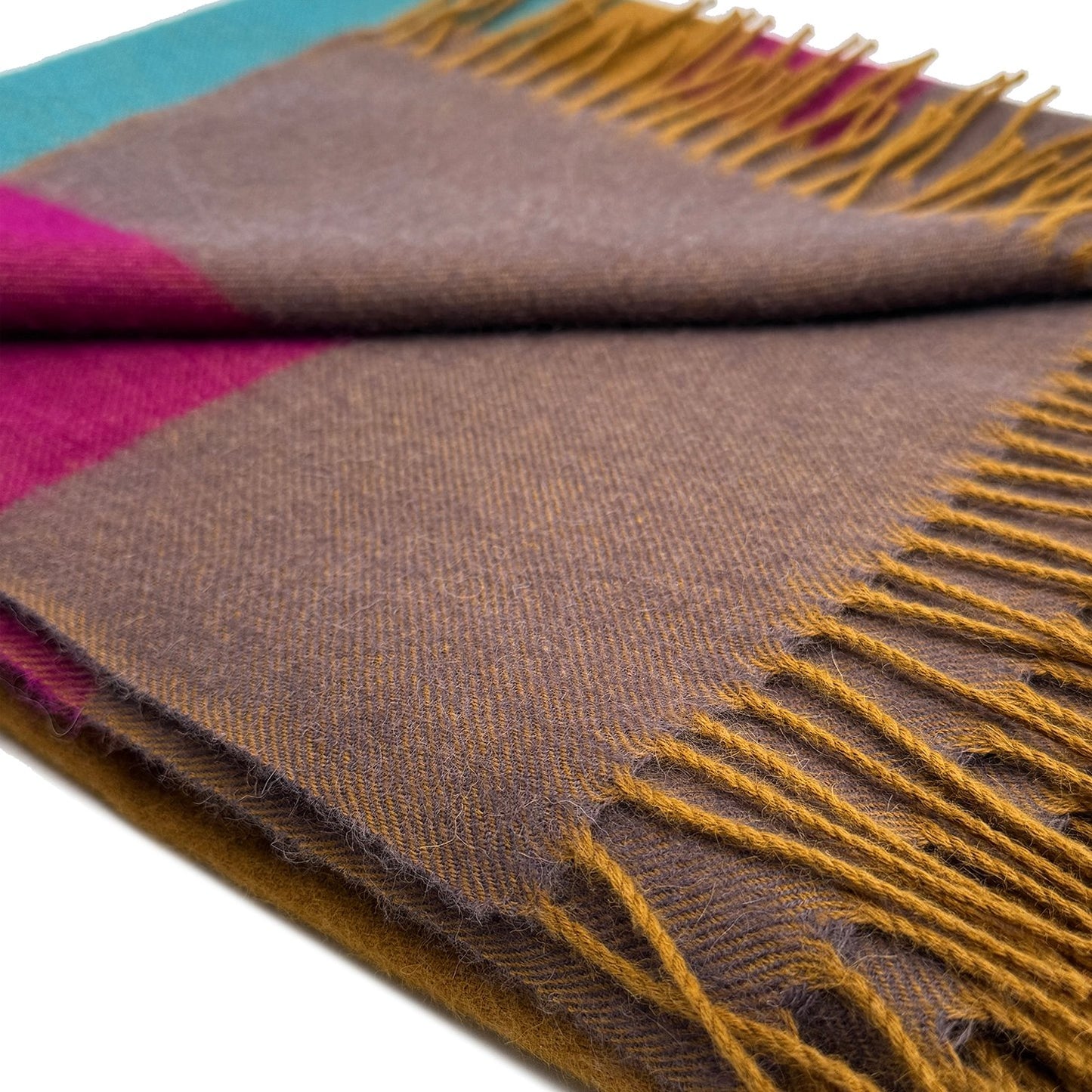 Baby Alpaca Striped Scarf - Golden Brown