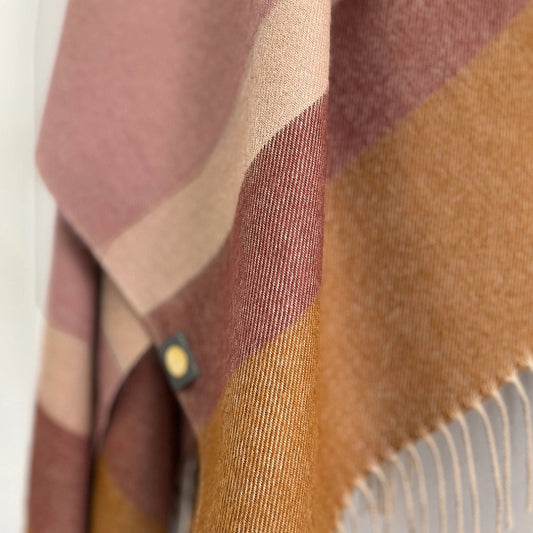 Baby Alpaca Plaid Scarf - Mocha Mousse