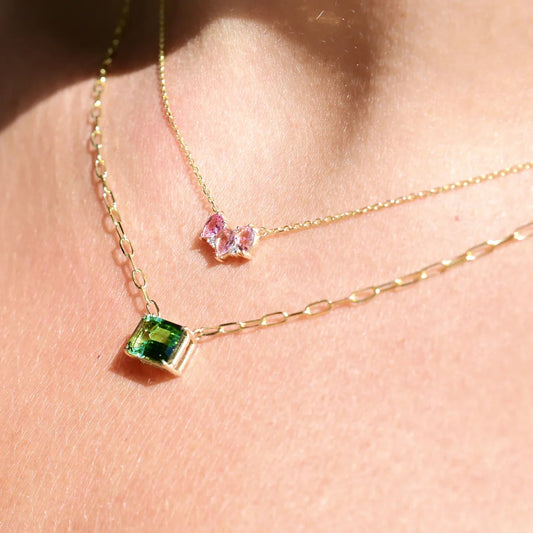 14k Gold + Green Tourmaline 'Barra' Necklace