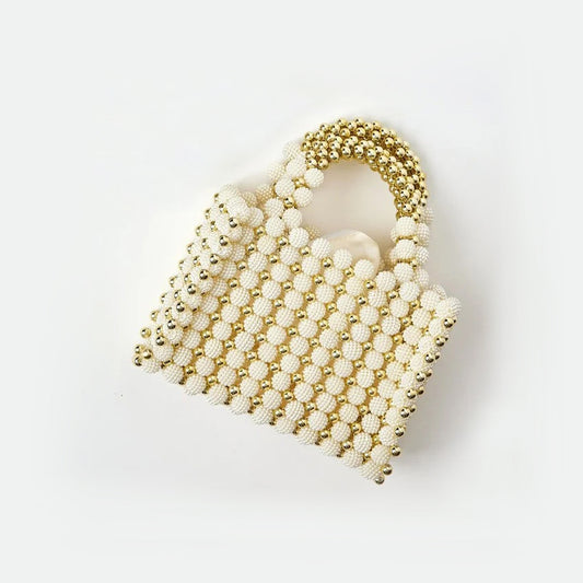 Beaded Bag - Ivory/Gold