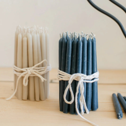 Beeswax Dipped Hanukkah Candles — Box of 45, Blue + White Mixed