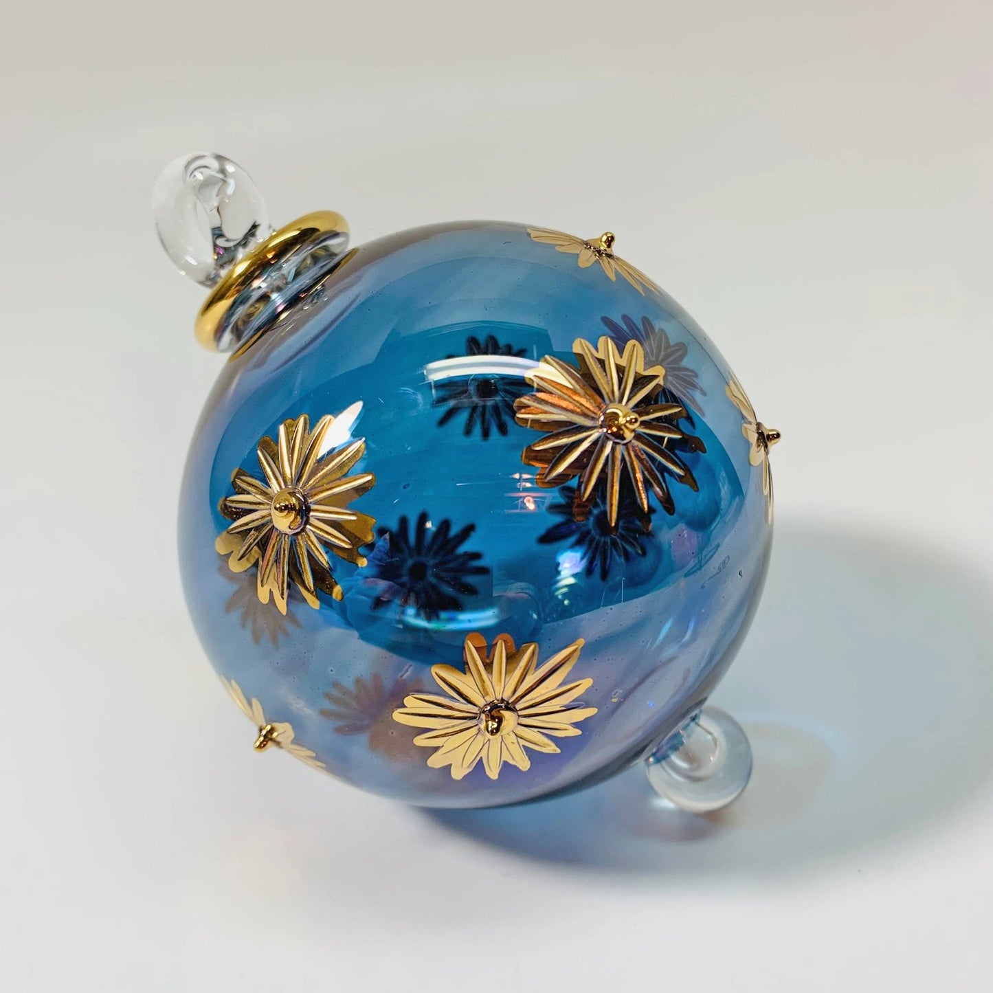 Hand-Blown Glass Ornament – Starry Blue Sky