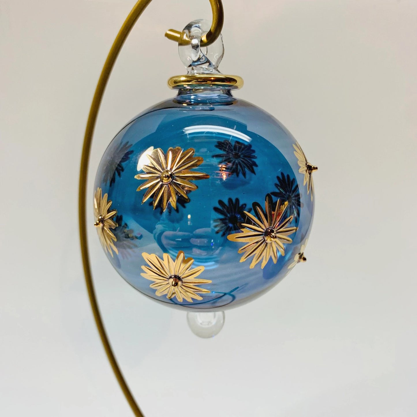 Hand-Blown Glass Ornament – Starry Blue Sky