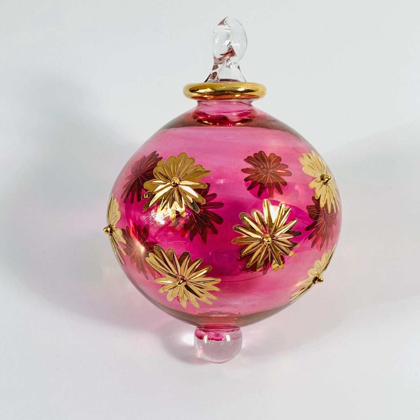 Hand-Blown Glass Small Ornament – Starry Sky Fuchsia