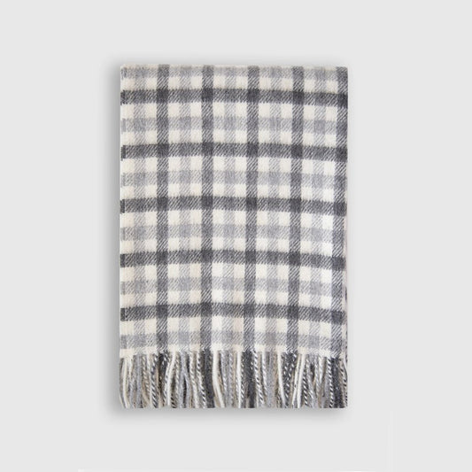 Bonn Alpaca/Wool Blend Throw - Grey + White Plaid