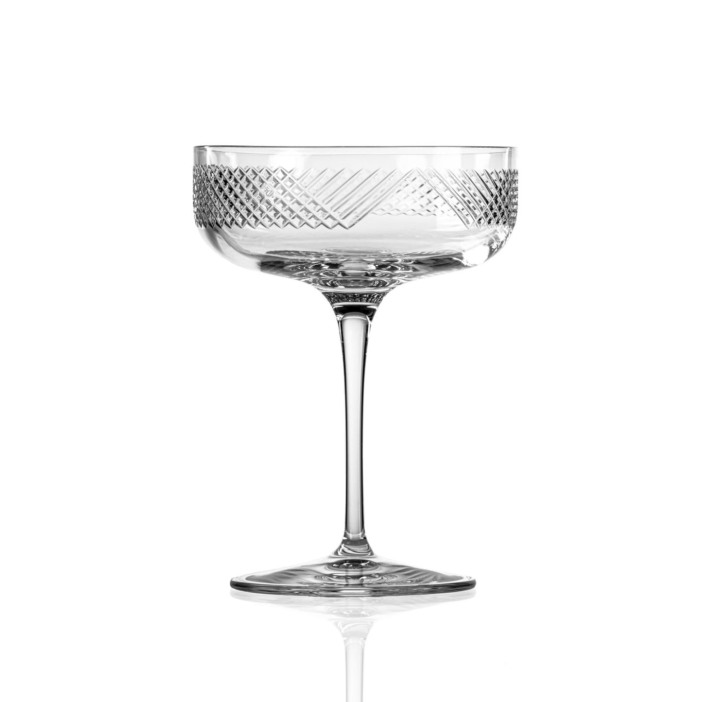 Engraved Criss Cross Coupe Glass - Set of 2