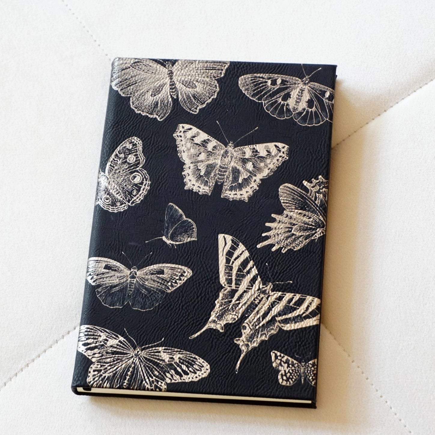 Faux Leather Engraved Lined Journal - Butterflies