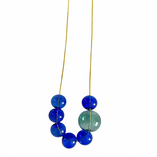 Glass Bubble Globe Necklace - Cobalt Blue + Teal