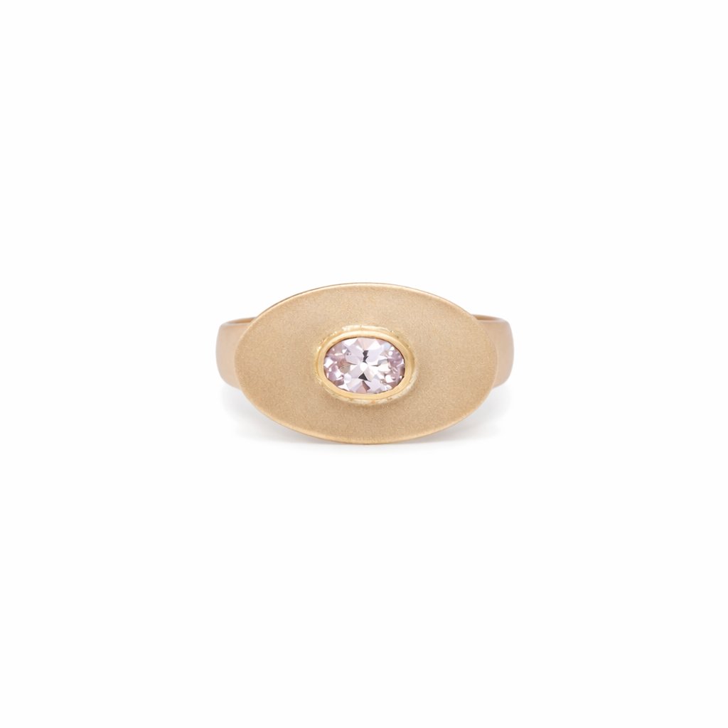 14k Gold ‘Scooped Oval with Morganite’ Ring