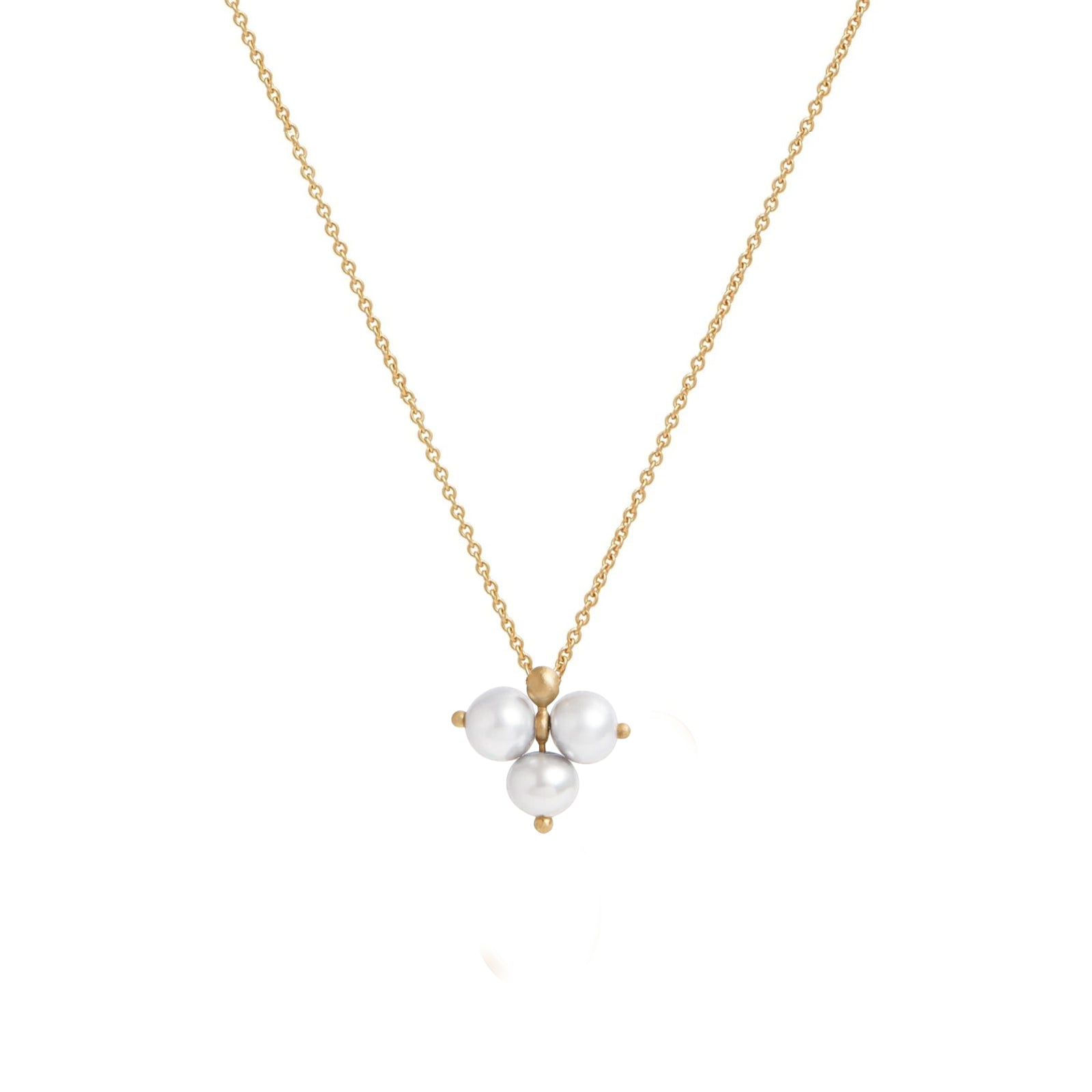 14k Gold Trinity Pearl Necklace