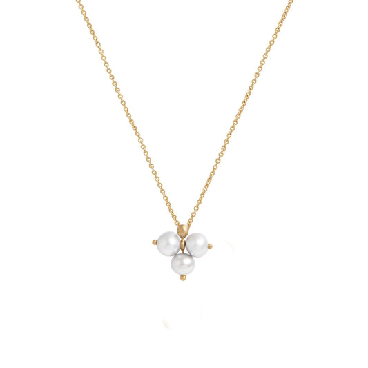 14k Gold Trinity Pearl Necklace