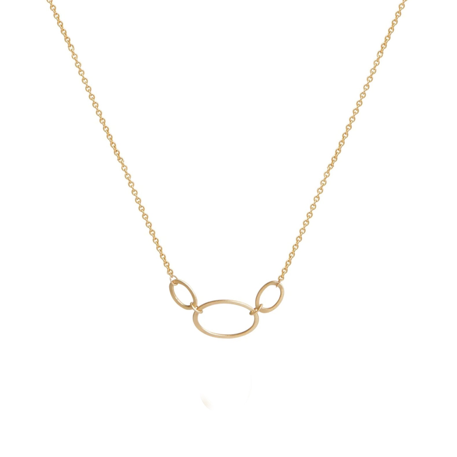 14k Gold Triple Mini Ovals Necklace