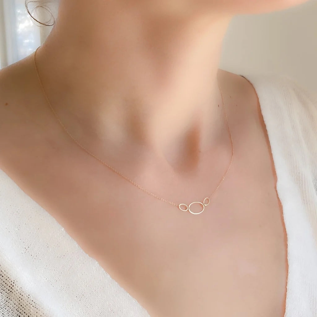 14k Gold Triple Mini Ovals Necklace