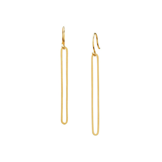 14k Gold ‘Ovalong Single’ Drop Earrings
