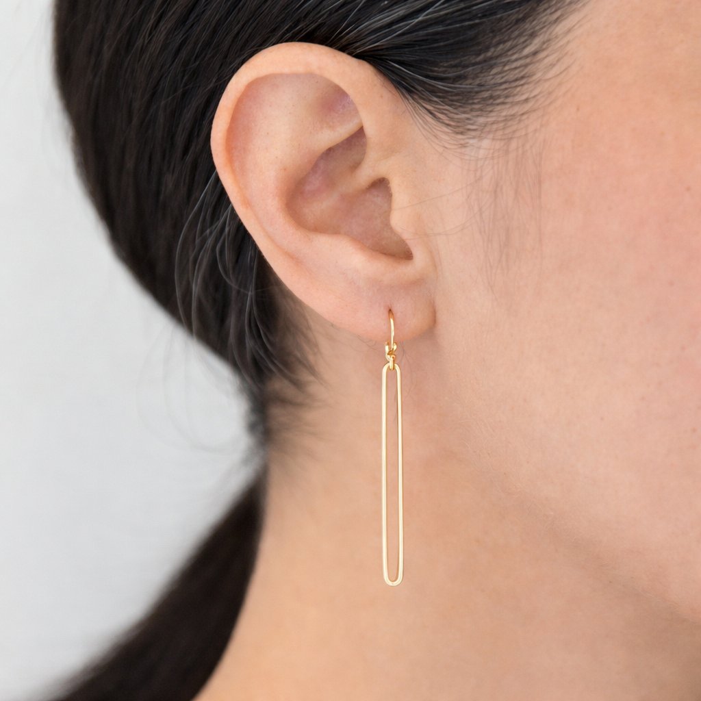 14k Gold ‘Ovalong Single’ Drop Earrings