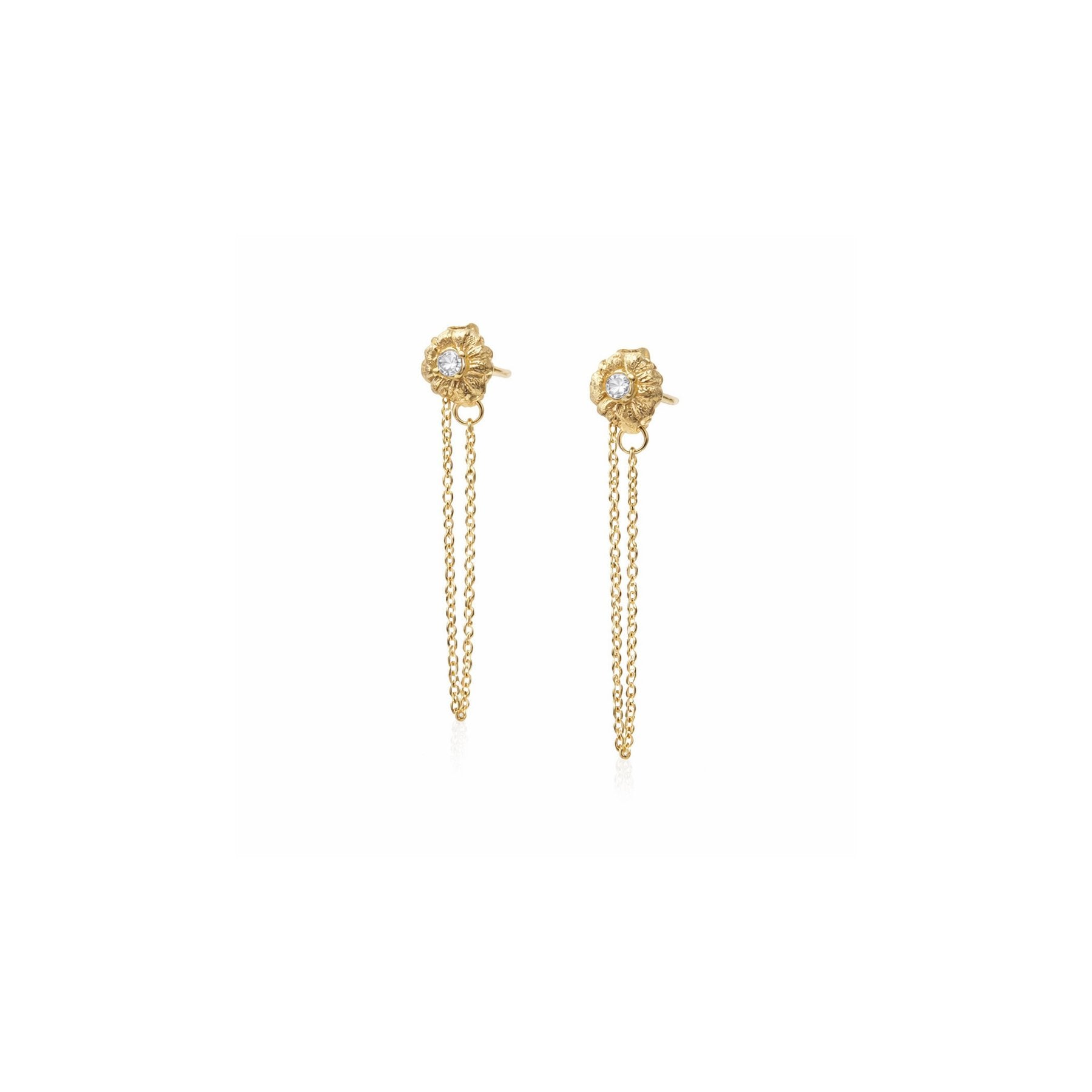14k Gold + Diamond Chain Stud Earrings