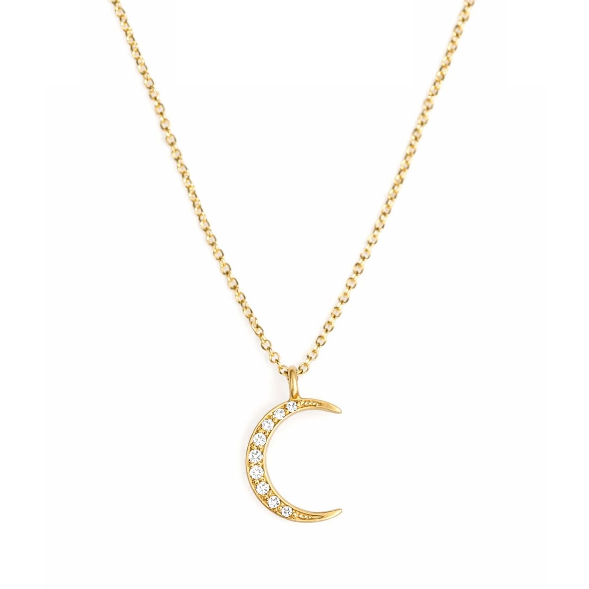 14k Gold ‘Pavé Sliver Moon’ Pendant Necklace