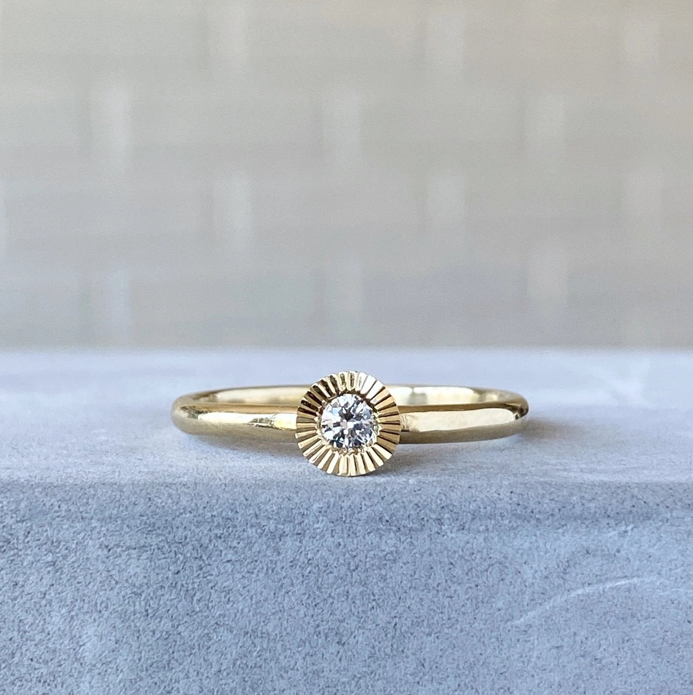 14k Gold + Diamond ‘Large Aurora’ Stacking Ring