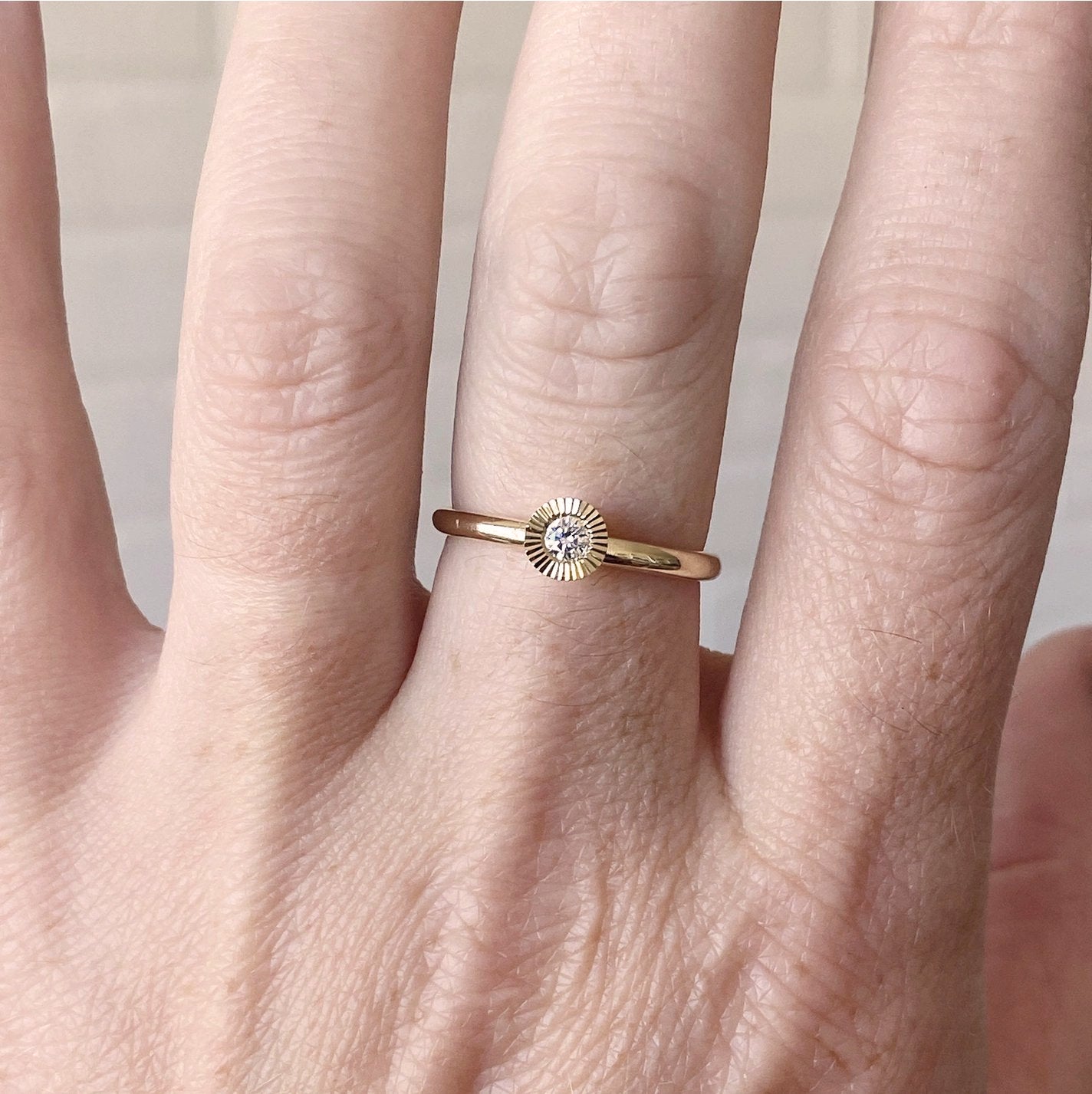 14k Gold + Diamond ‘Large Aurora’ Stacking Ring