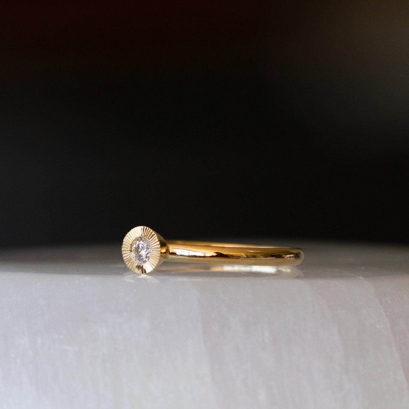 14k Gold + Diamond ‘Large Aurora’ Stacking Ring