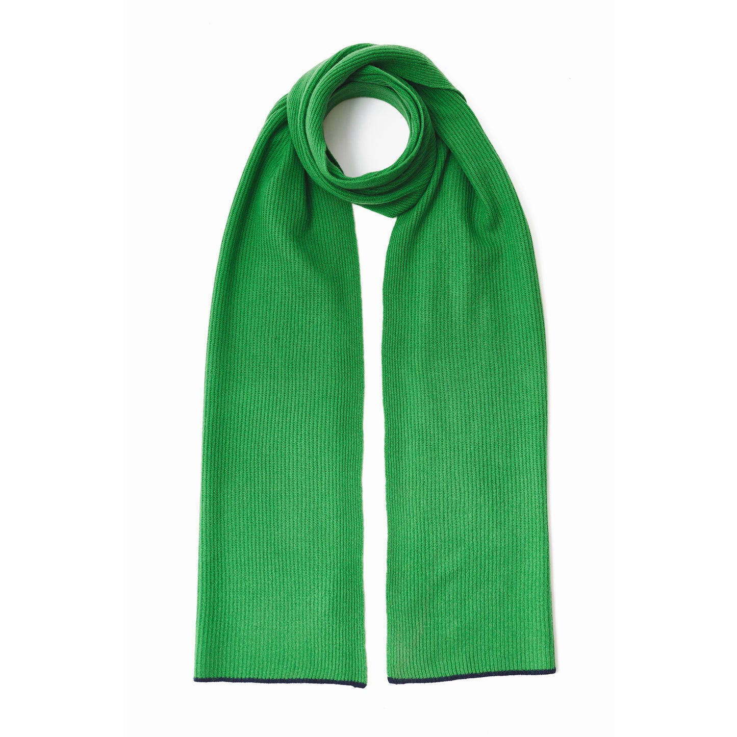 Cashmere/Wool Ribbed Scarf - Emerald + Navy