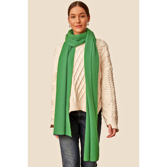 Cashmere/Wool Ribbed Scarf - Emerald + Navy