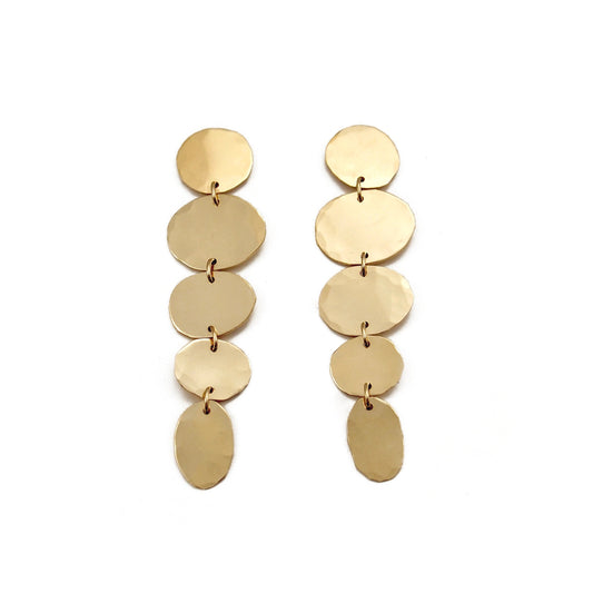 Stacked Brass Circles Drop Post Earrings