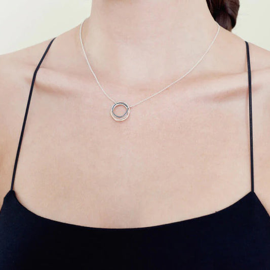 Tri-Tone Multi-Rounded Square Necklace