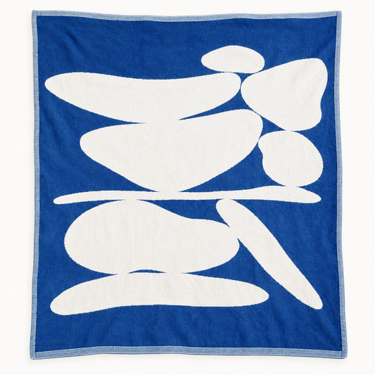 Ebb + Flow Cotton Blanket – Cairn/Blue