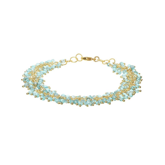 Gemstone Fringe Bracelet - Aqua Apatite + Gold
