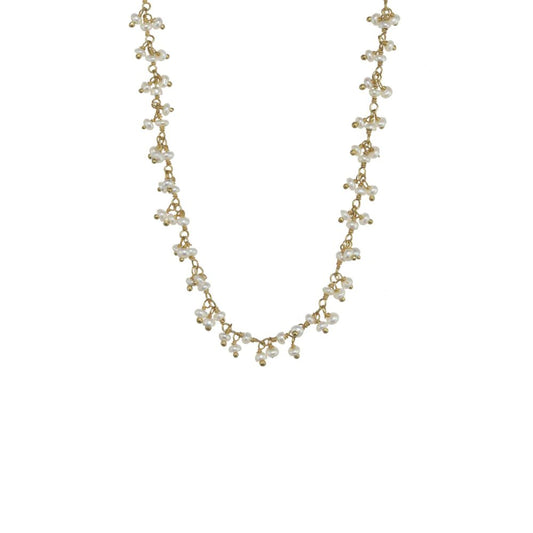 Gemstone Dangle Choker Necklace - Keishi Pearl