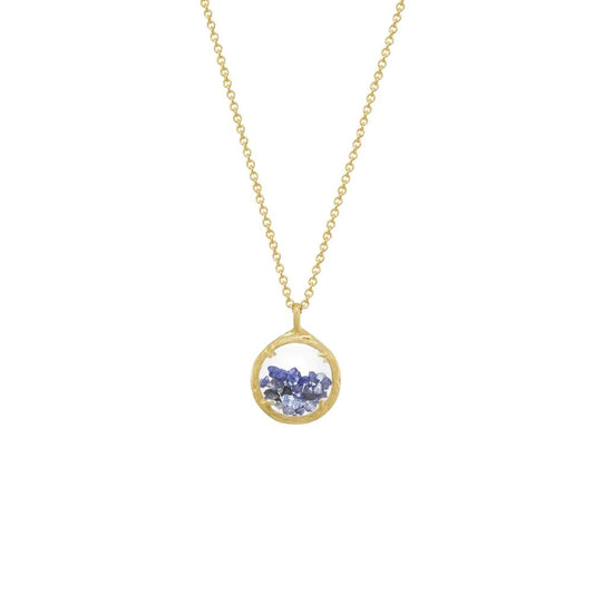 Mini Shaker Birthstone Pendant Necklace - Sapphire Crystals