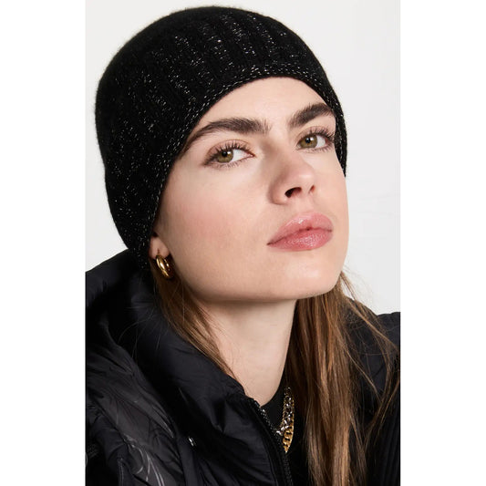 Cashmere Slouchy Beanie - Black/Gold Sparkle