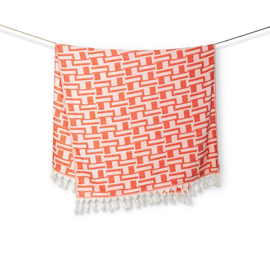 Turkish Peshtemal Beach Towel - Catania | Coral
