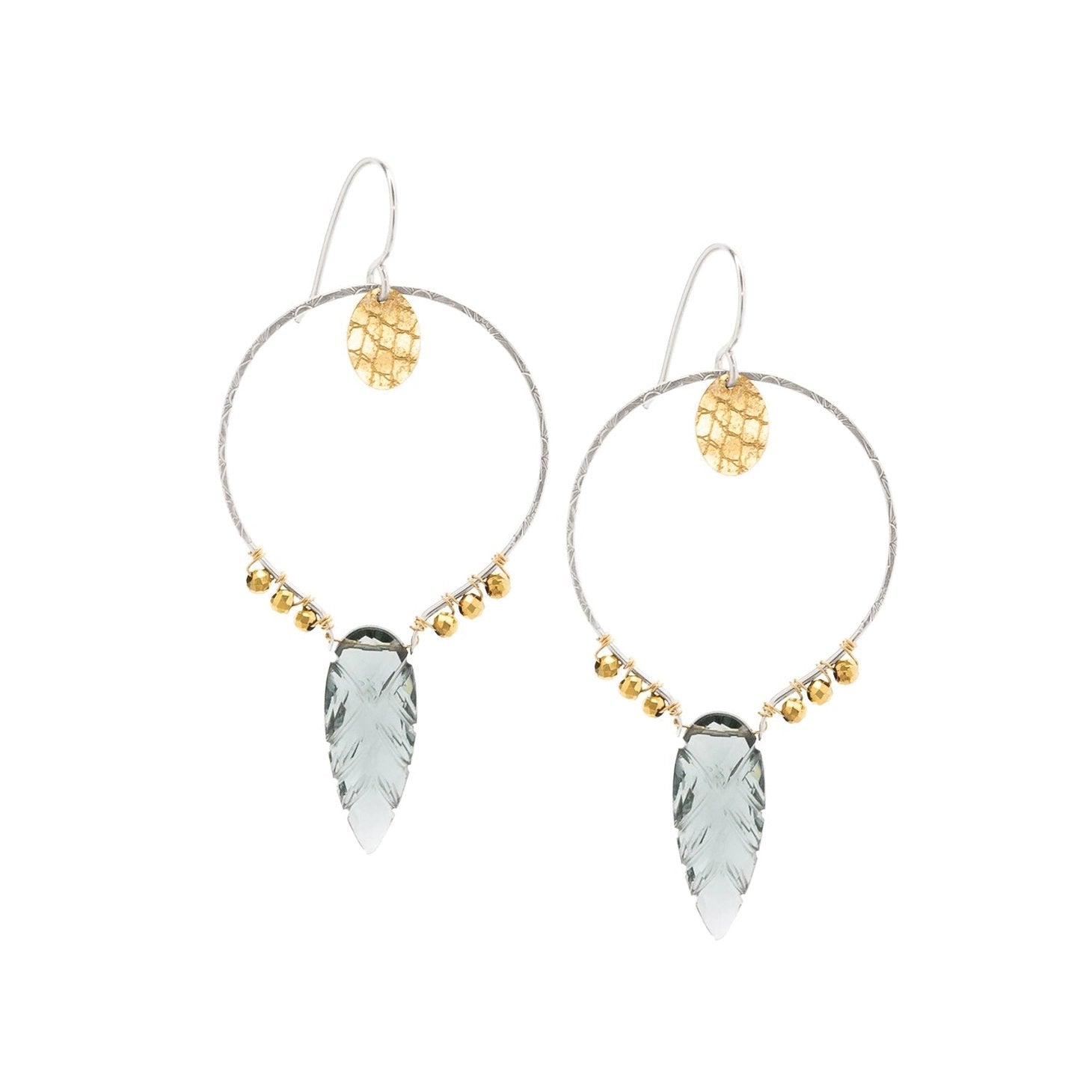 Mixed-Metal ‘Celestial Harvest’ Hoop Earrings with Blue Quartz