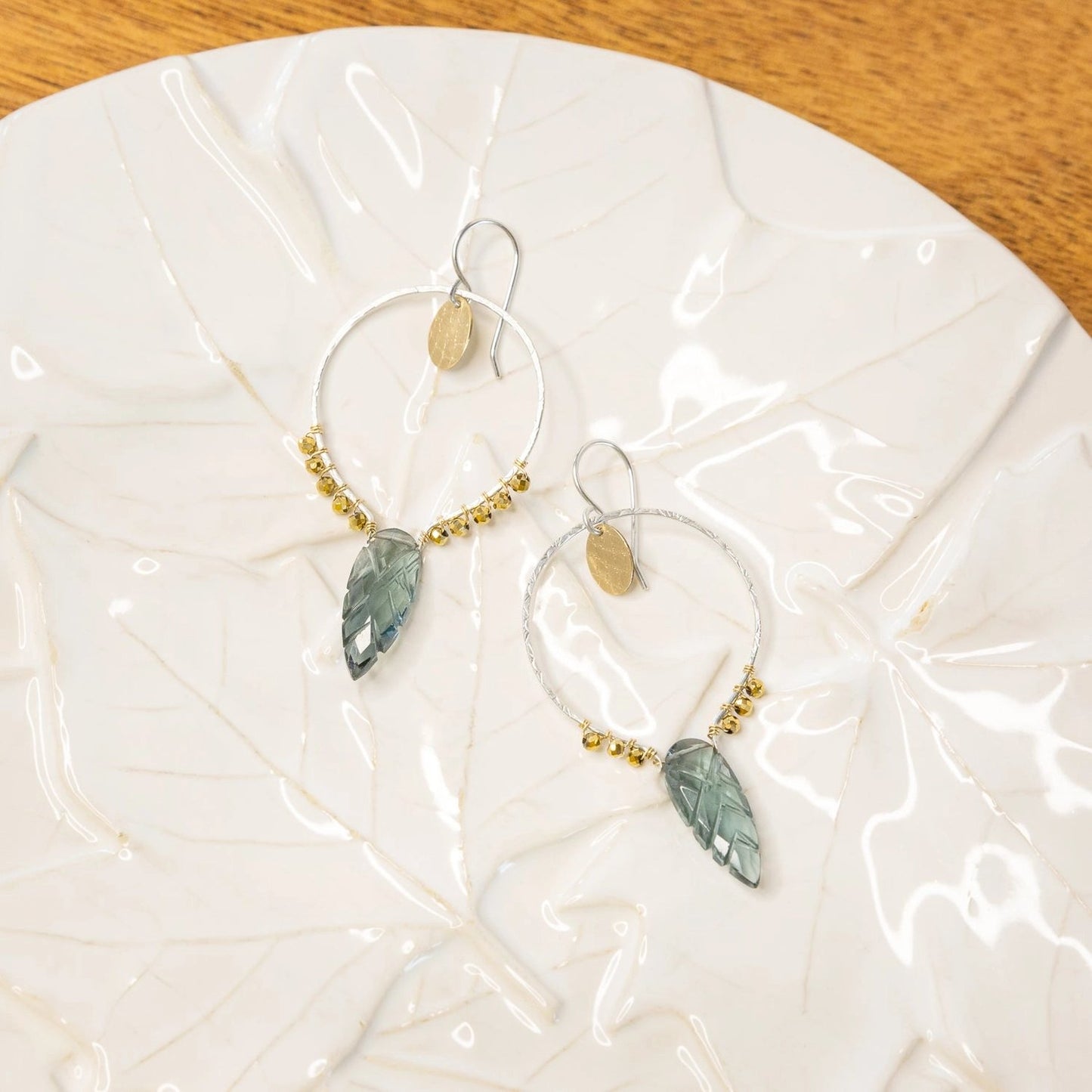 Mixed-Metal ‘Celestial Harvest’ Hoop Earrings with Blue Quartz