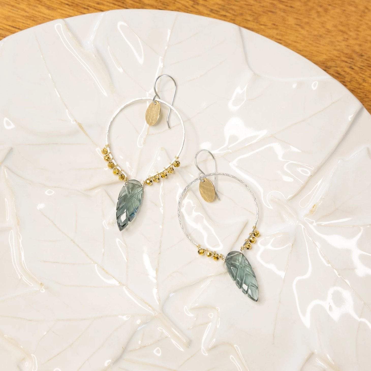 Mixed-Metal ‘Celestial Harvest’ Hoop Earrings with Blue Quartz