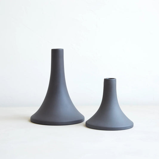 Ceramic Grand Taper Candle Holder - Smoke Grey (select size)