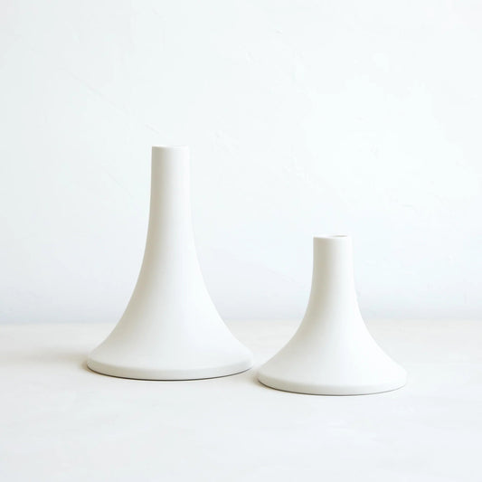Ceramic Grand Taper Candle Holder - Matte White (select size)
