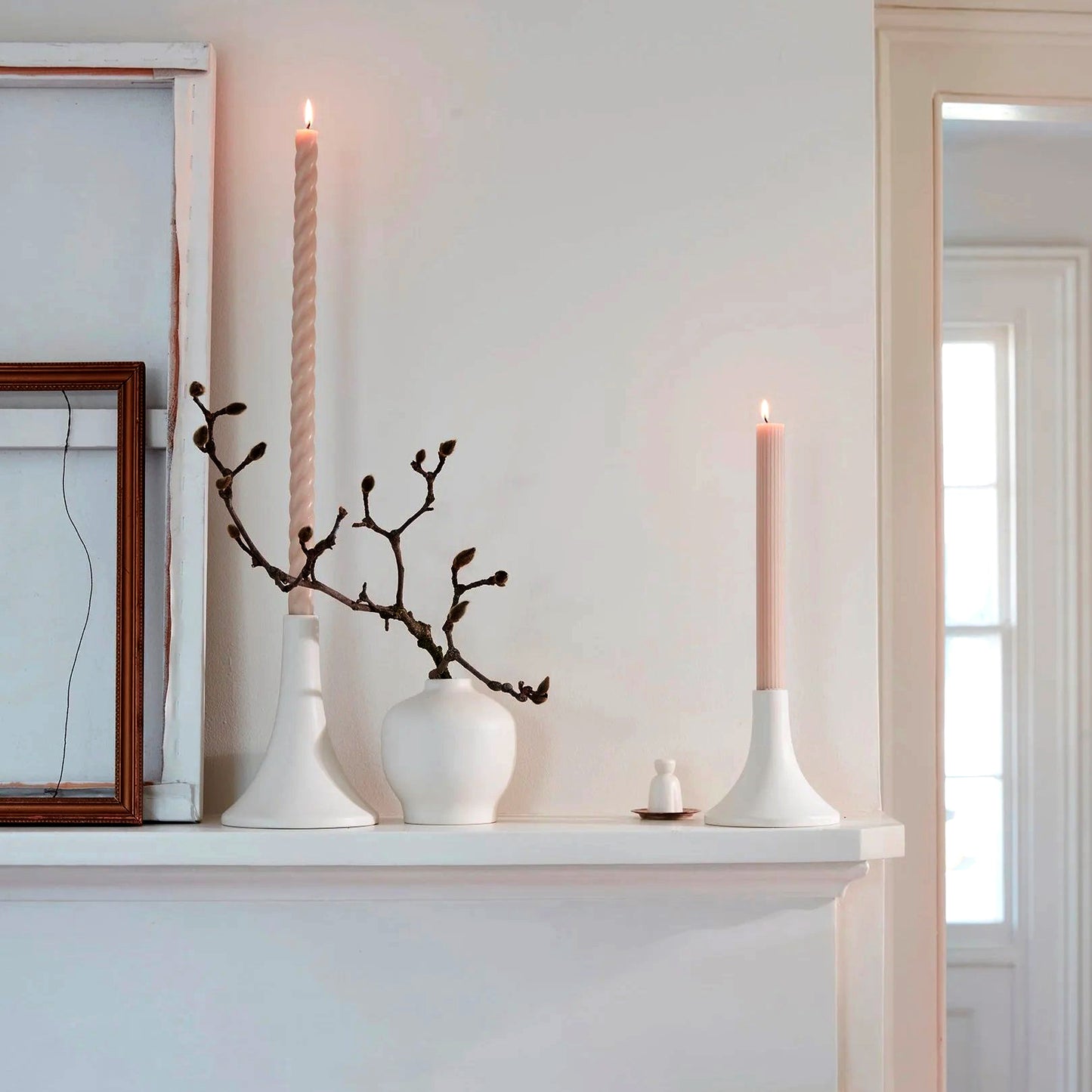 Ceramic Grand Taper Candle Holder - Matte White (select size)
