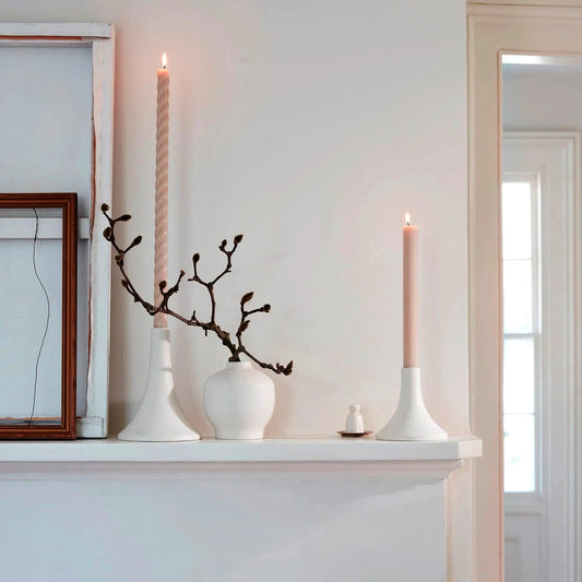 Ceramic Grand Taper Candle Holder - Matte White (select size)