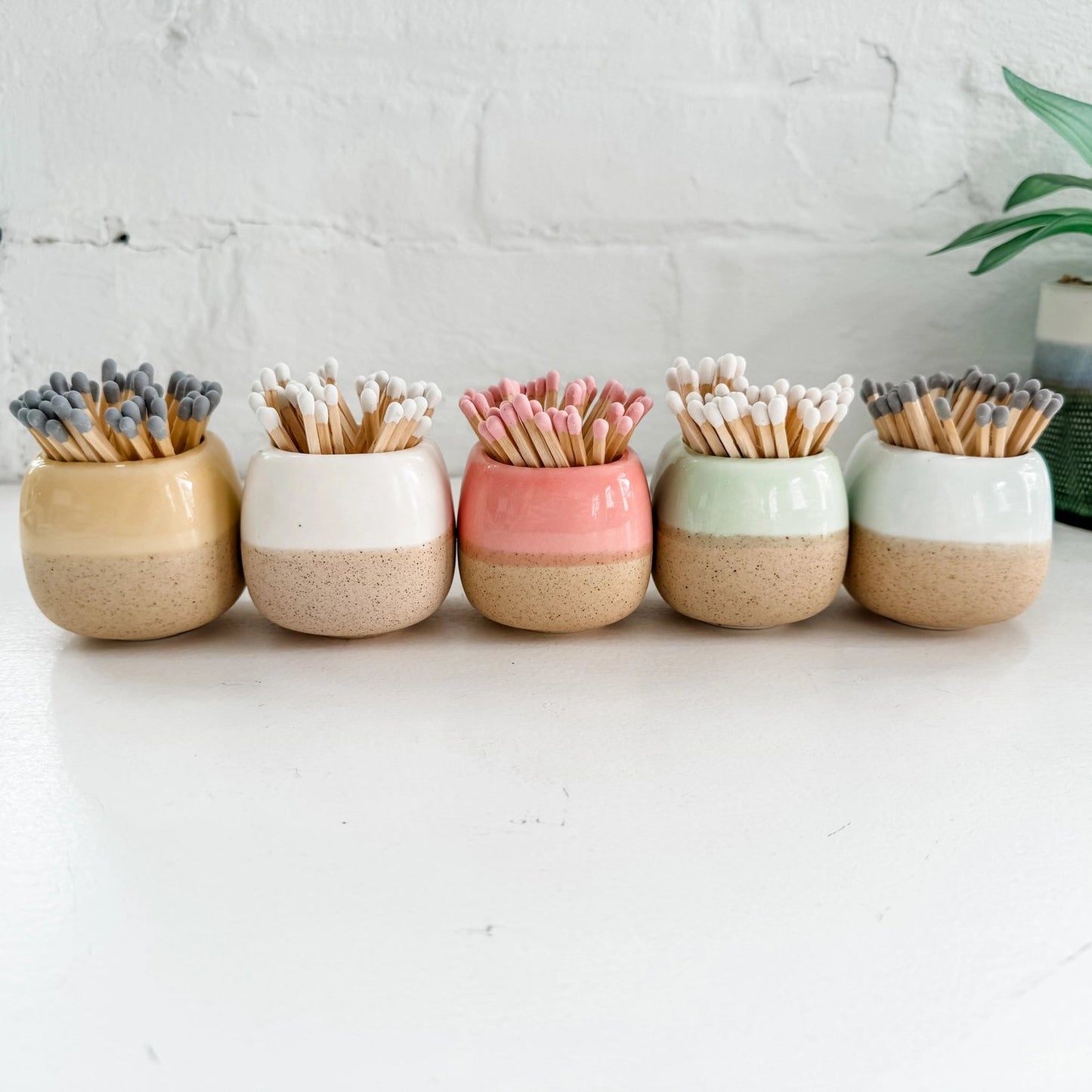 Ceramic Match Holders with Matches - Green