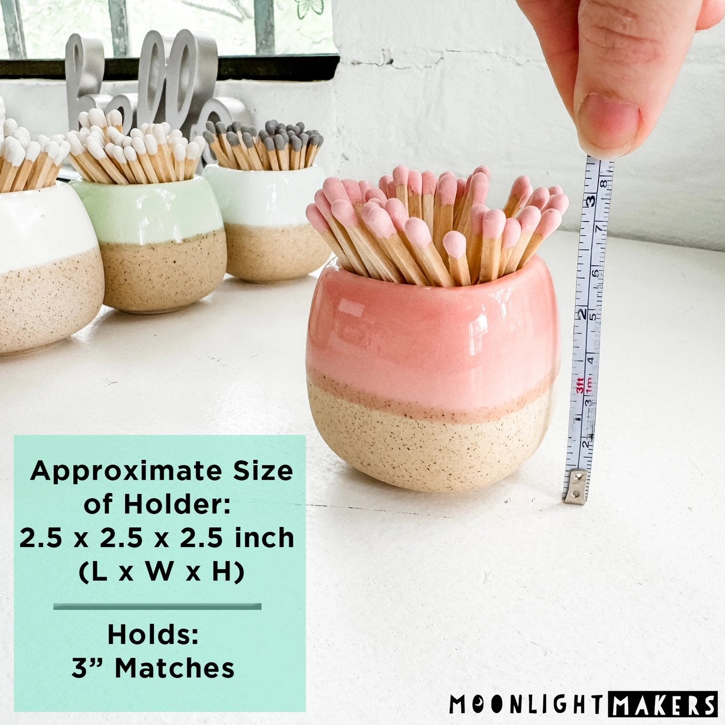 Ceramic Match Holders with Matches - Pink