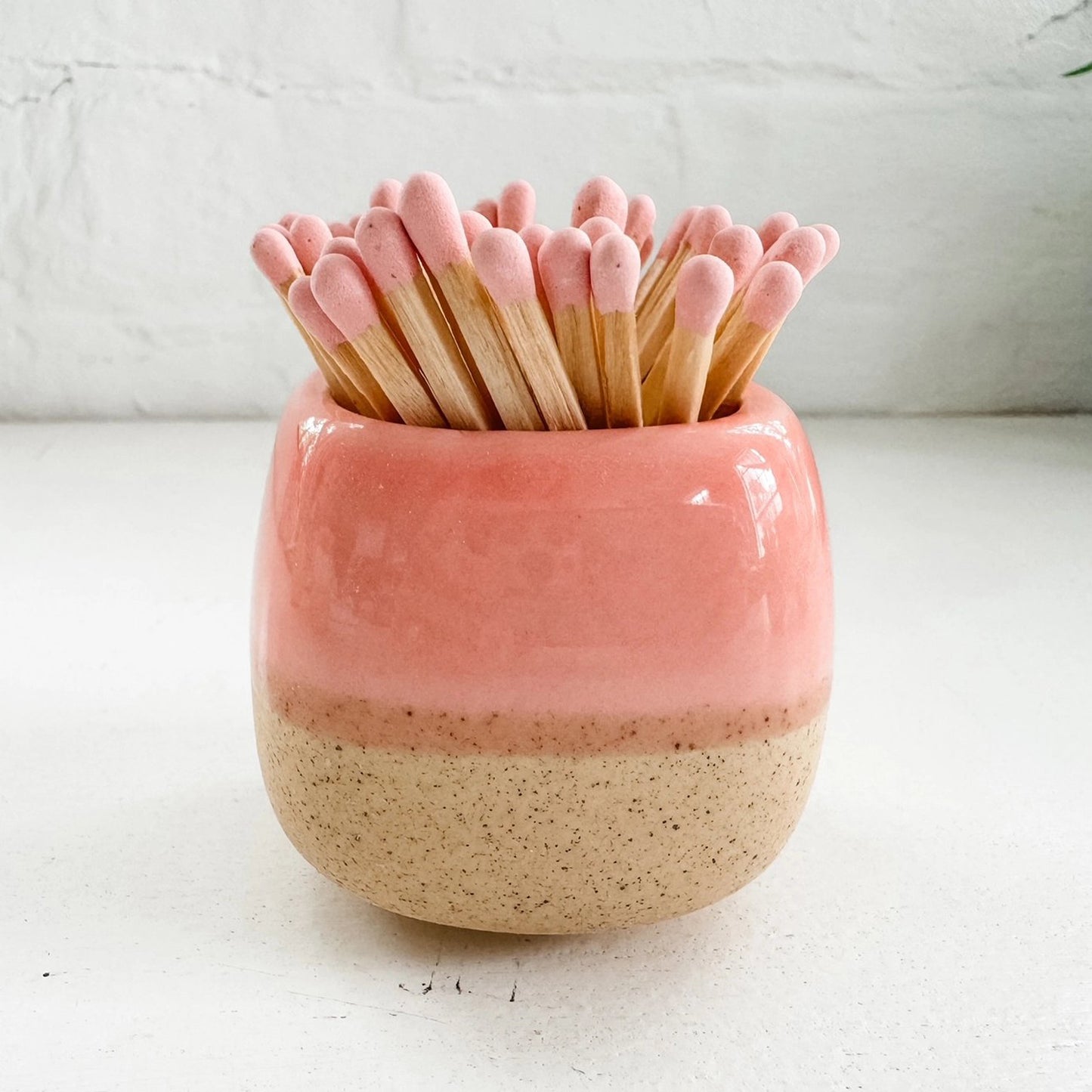 Ceramic Match Holders with Matches - Pink