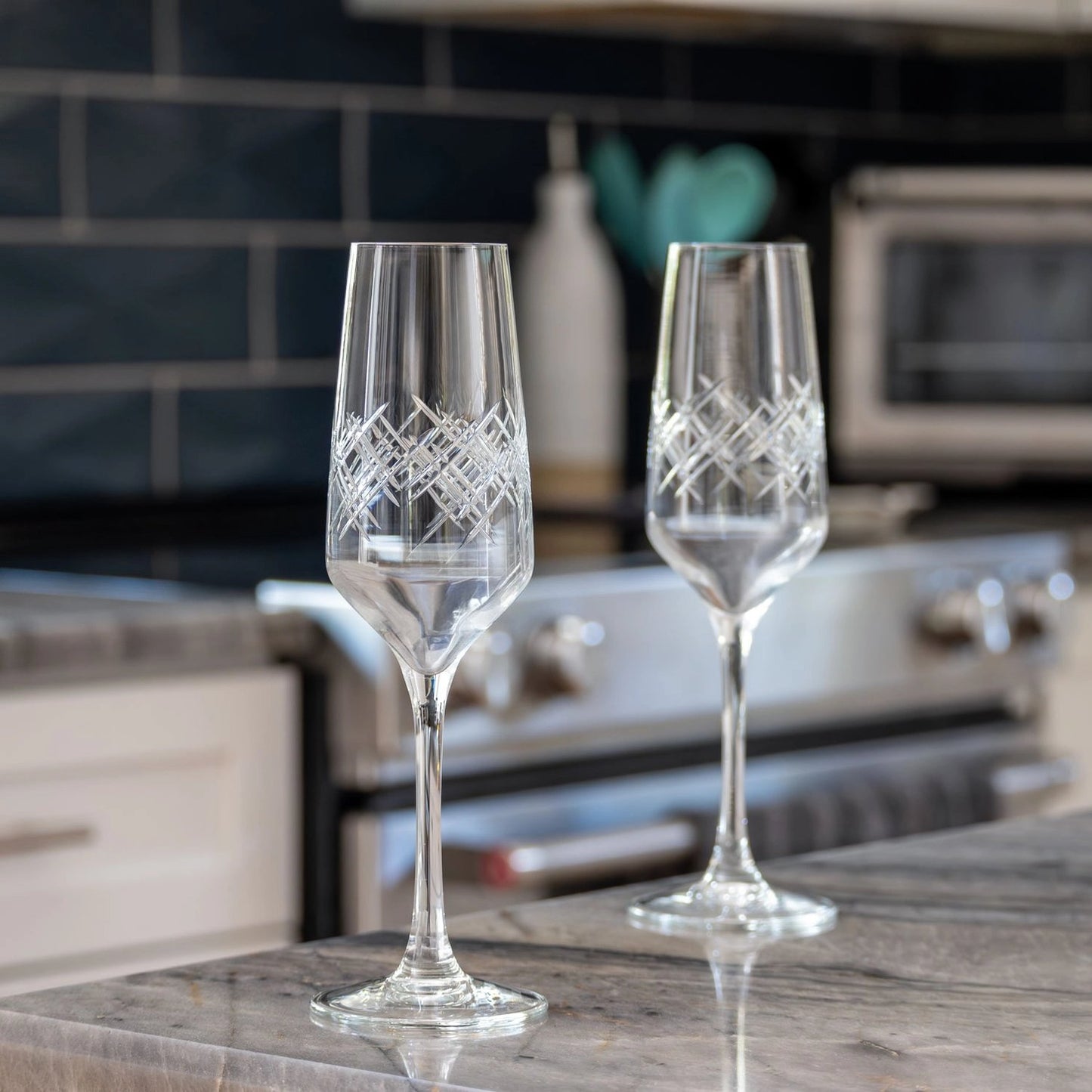 Engraved Argyle Champagne Flute Glass - Set of 2