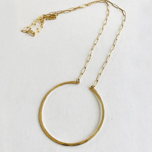 Brass Circle of Life Long Necklace