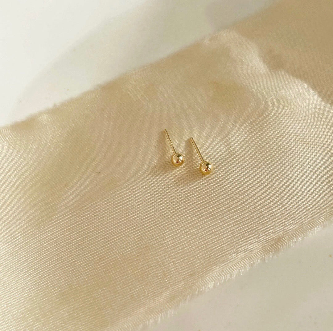 Classic Ball Stud Earrings (Select Material) Gold Fill